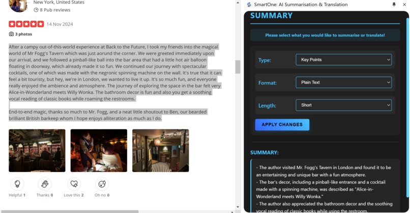 SmartOne: AI Summarisation & Translation – screenshot 1