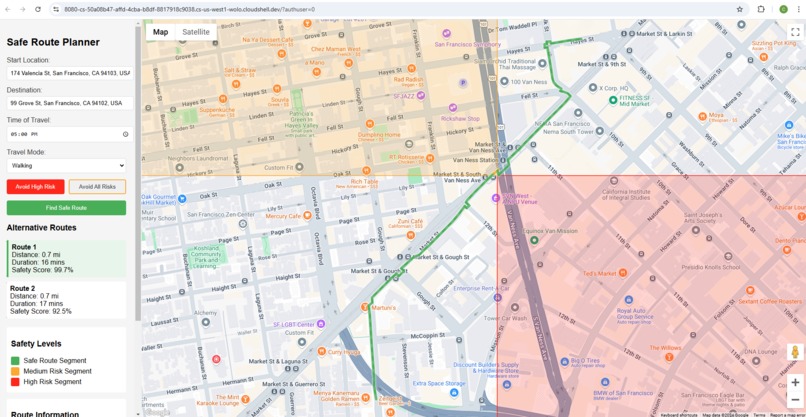 SafeRoute – screenshot 2