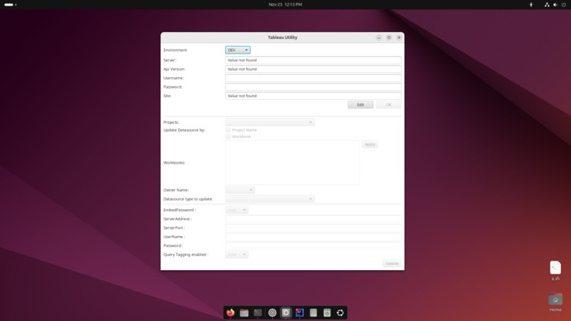 One-Click solution to update Tableau data source properties – screenshot 1