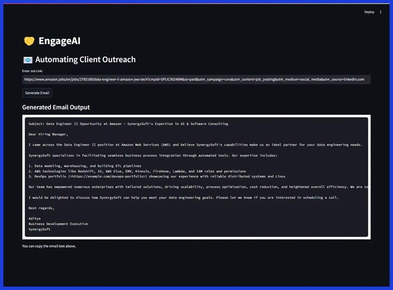 EngageAI: Automating Client Outreach – screenshot 1