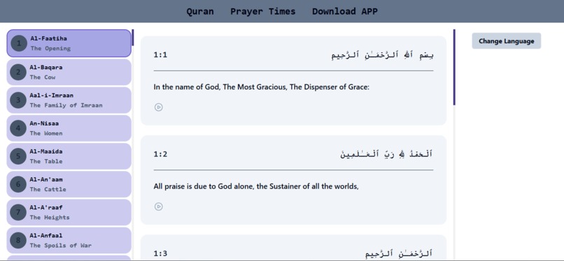 Quran website – screenshot 2