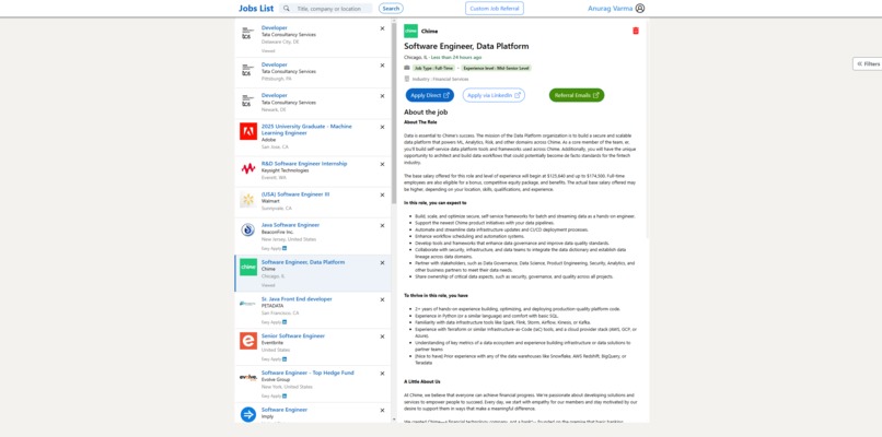 JobsList Extension – screenshot 1