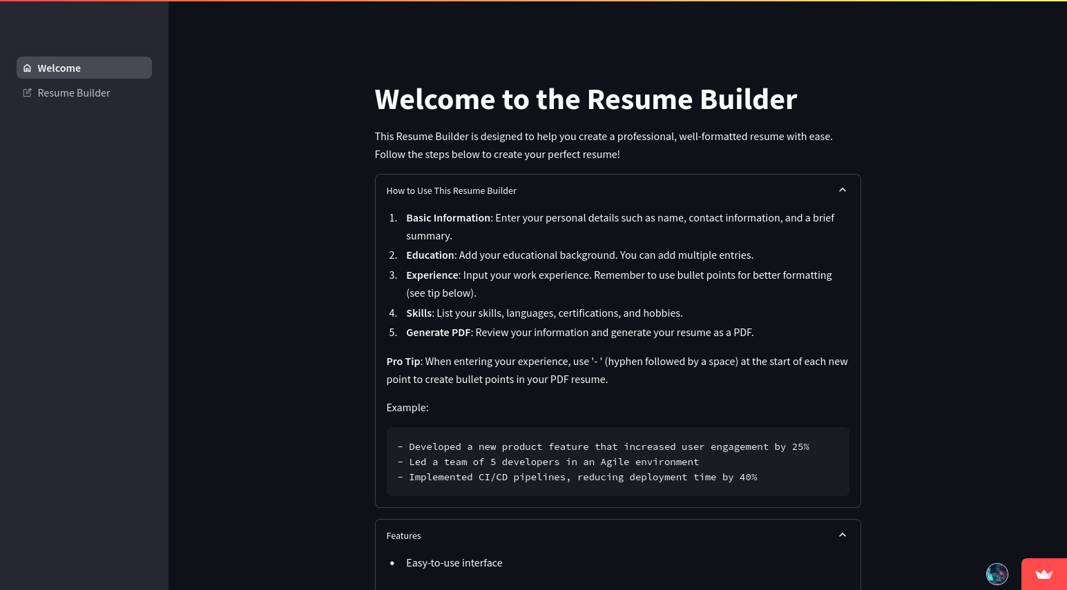 Resume Builder | Devpost
