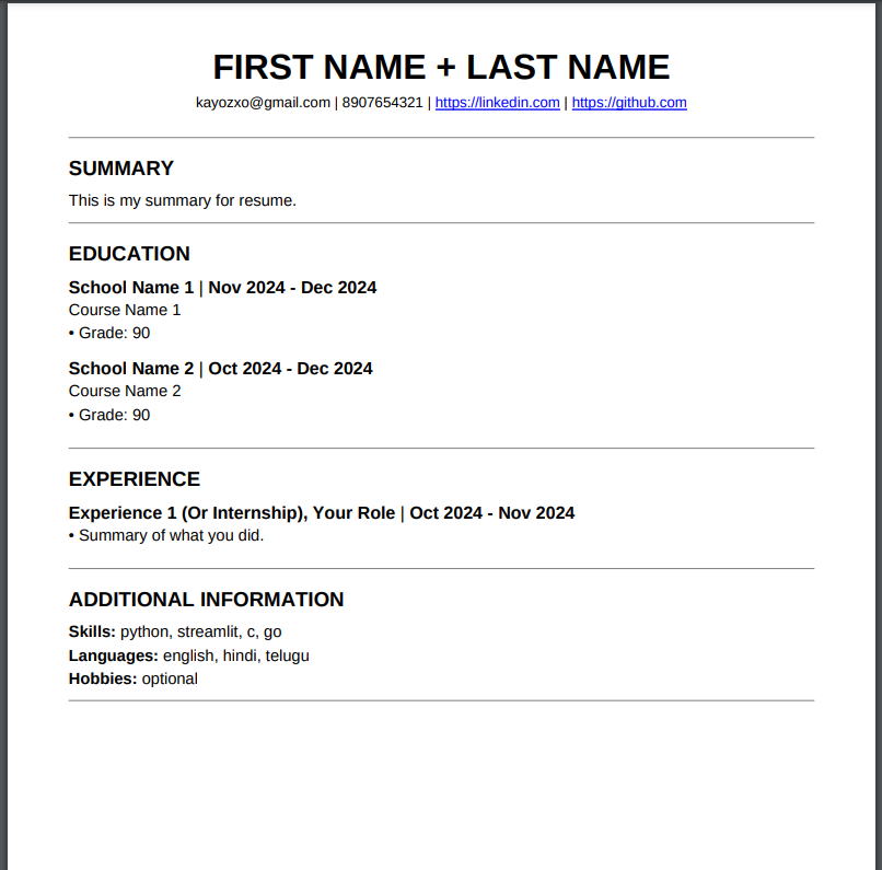 Resume Builder | Devpost