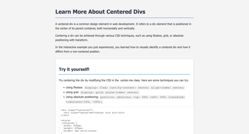 Center my div – screenshot 3