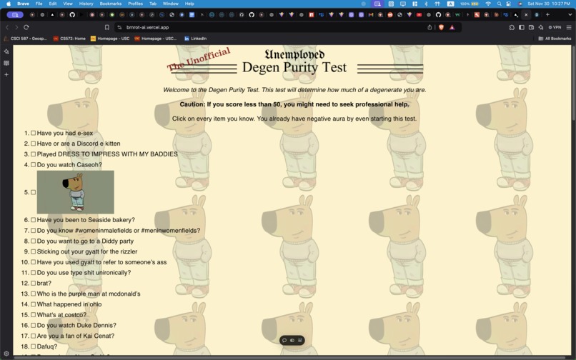 Degen Purity Test – screenshot 2