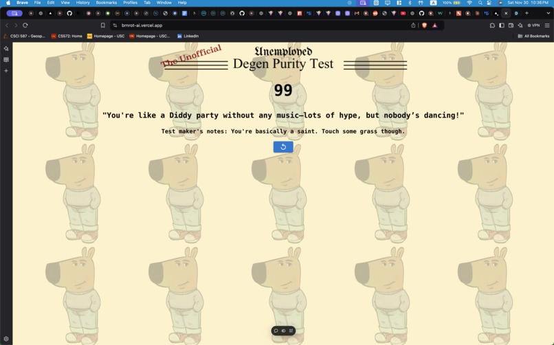 Degen Purity Test – screenshot 3