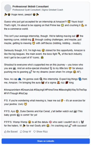 BRAINROT LinkedIn Post Generator – screenshot 2