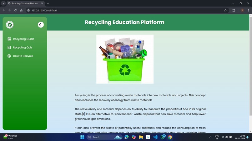 Recycle-Education-platform – screenshot 1