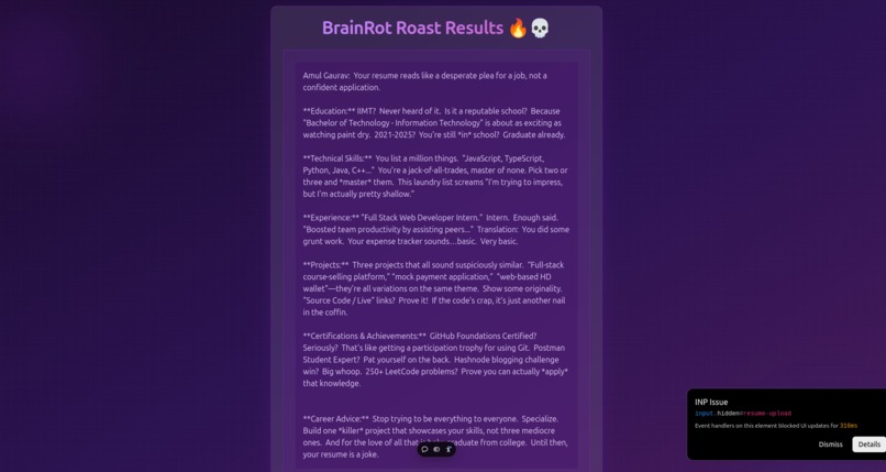 Brainrot Resume Roaster – screenshot 2