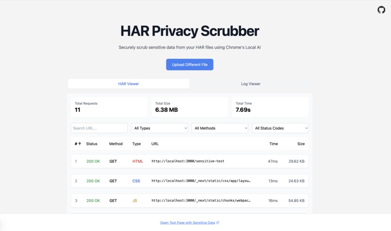 Private HAR – screenshot 1
