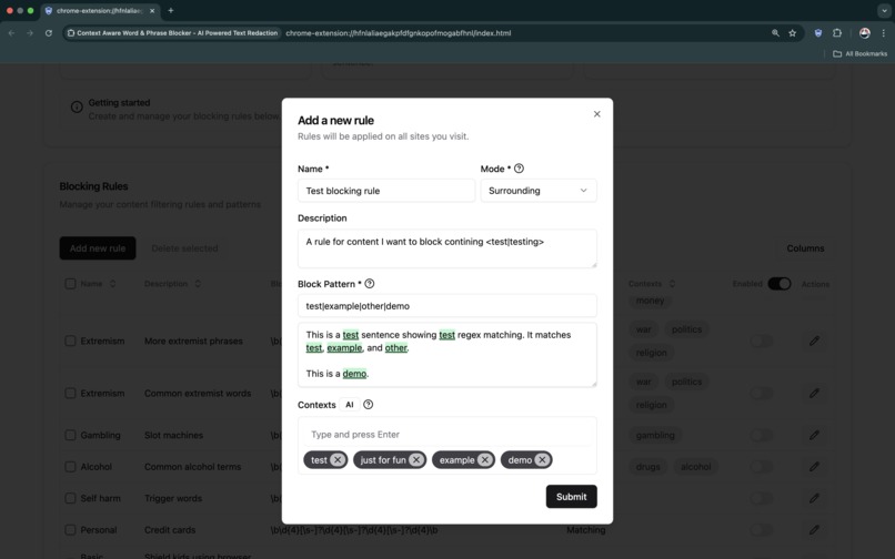 Context Aware Word & Phrase Blocker – screenshot 2