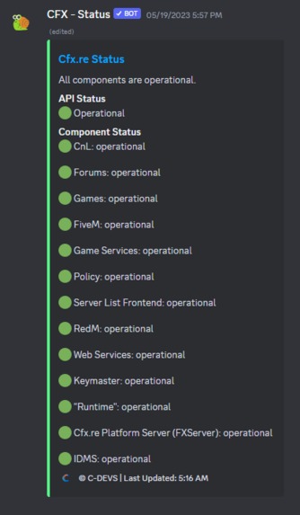 CFX Status Discord Bot – screenshot 2