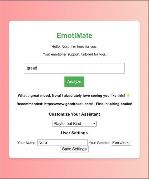 EmotiMate: Your Personalized Emotional Support Companion – screenshot 1