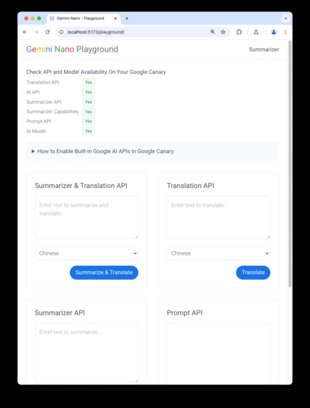 Gemini Nano Summarizer & Playground – screenshot 2