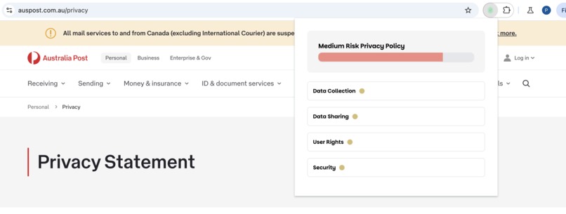 privacy policy analyzer – screenshot 1