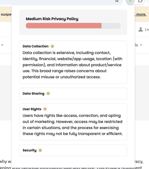 privacy policy analyzer – screenshot 2