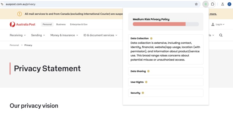 privacy policy analyzer – screenshot 4