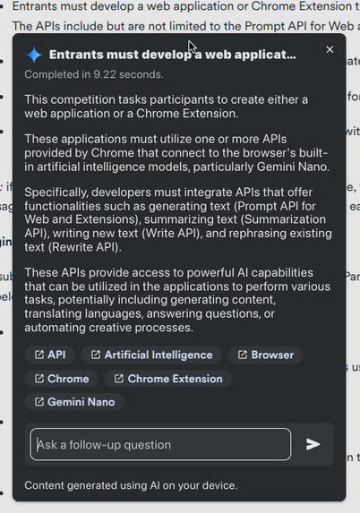 Contextual help with Built-in AI  – screenshot 2