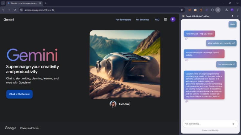 Gemini built-in chatbot – screenshot 1