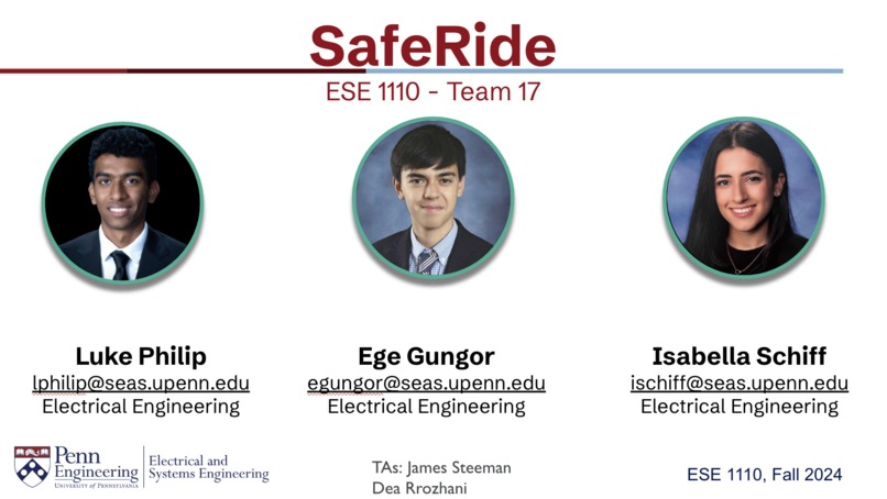 ESE 1110, Team 17, SafeRide – screenshot 1