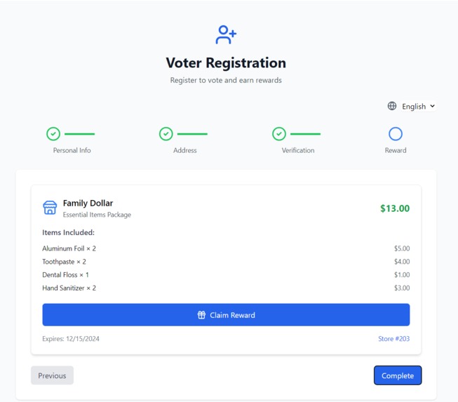 Voter Registration Rewards – screenshot 3