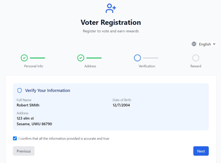 Voter Registration Rewards – screenshot 2