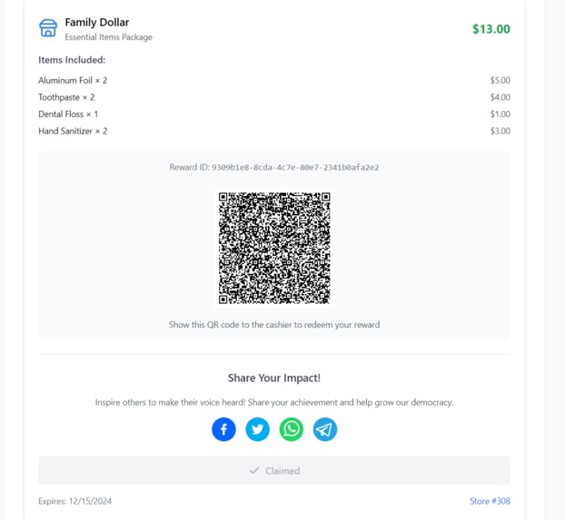 Voter Registration Rewards – screenshot 4