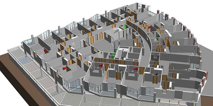 4-storey Building Architectural BIM Model – screenshot 2