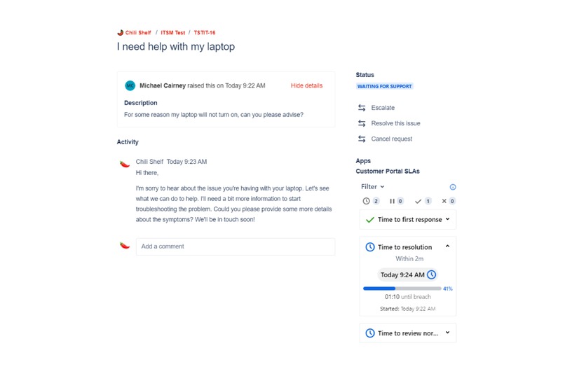 Customer Portal SLAs – screenshot 8
