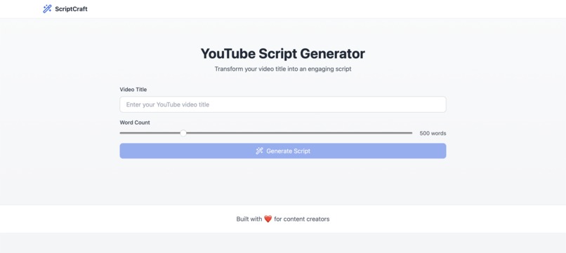 YouTube Video script writer – screenshot 1