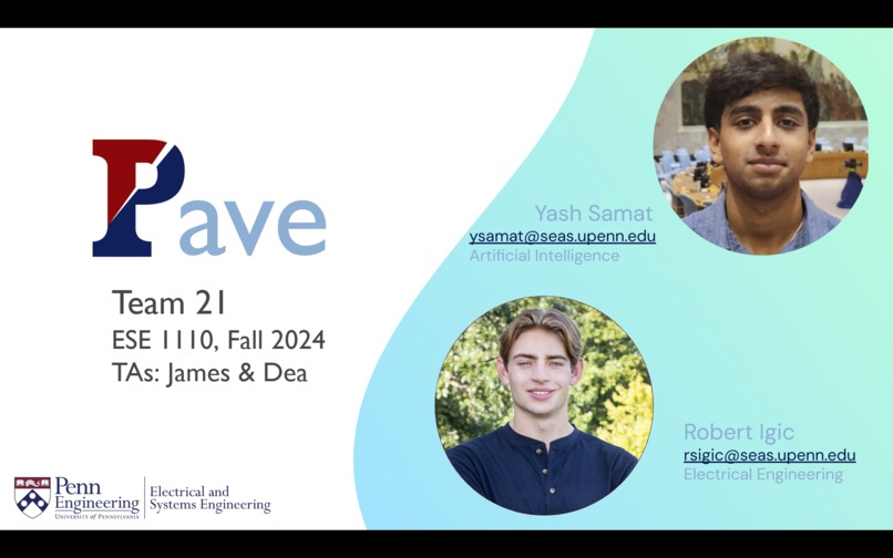 ESE 1110, Team 21, Pave – screenshot 1