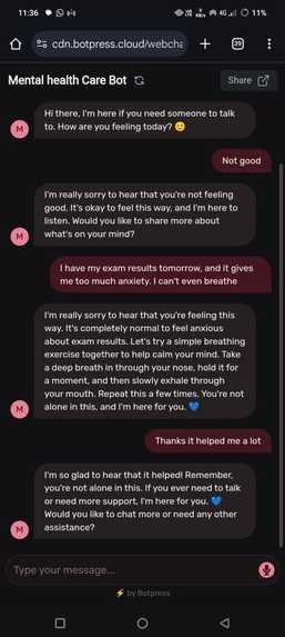 Mental Health Assistance Chatbot – screenshot 2