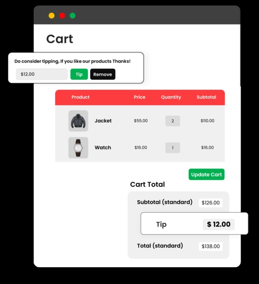 Tipping at Cart and Checkout for WooCommerce – screenshot 1