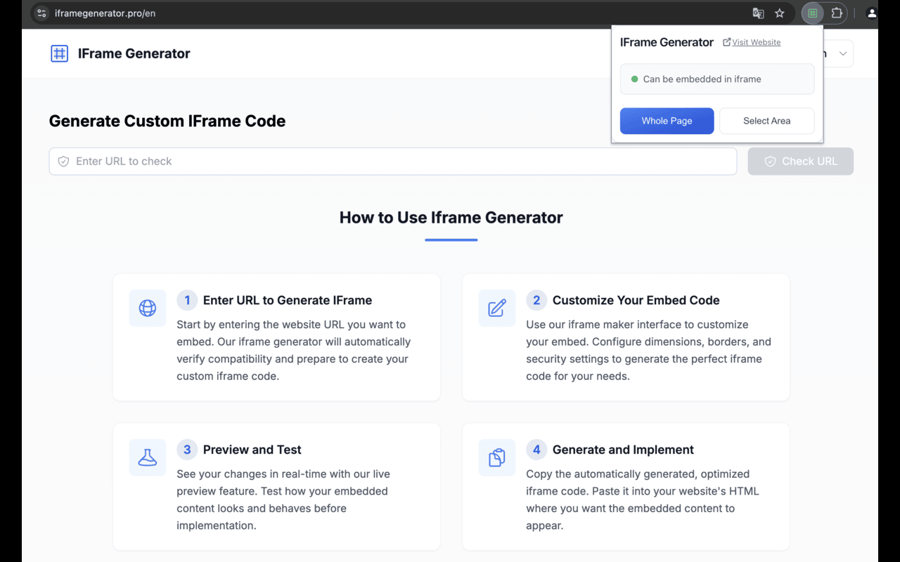 Iframe generator devpost