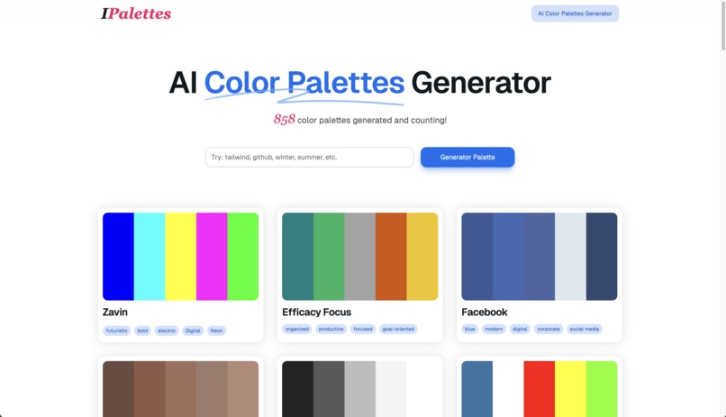 IPalettes - The Ultimate AI Color Palettes Generator – screenshot 1