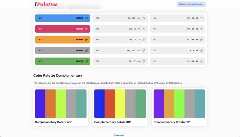 IPalettes - The Ultimate AI Color Palettes Generator – screenshot 3
