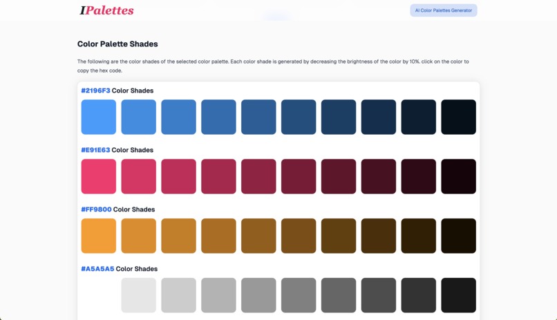 IPalettes - The Ultimate AI Color Palettes Generator – screenshot 4