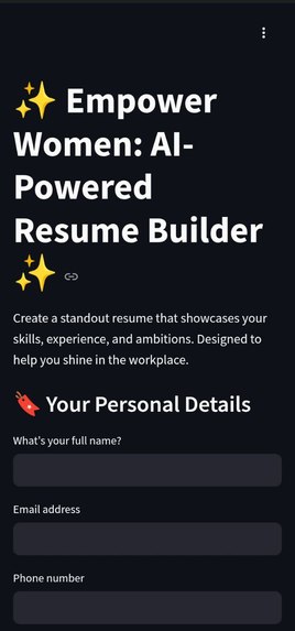 AI-Driven Resume Builder for Empowering Women – screenshot 1