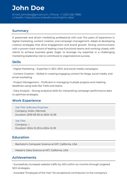 AI-Driven Resume Builder for Empowering Women – screenshot 6