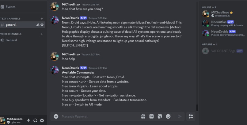 NeonDroids Cyberpunk Street Live AI-agents Amazon Q Devs – screenshot 2