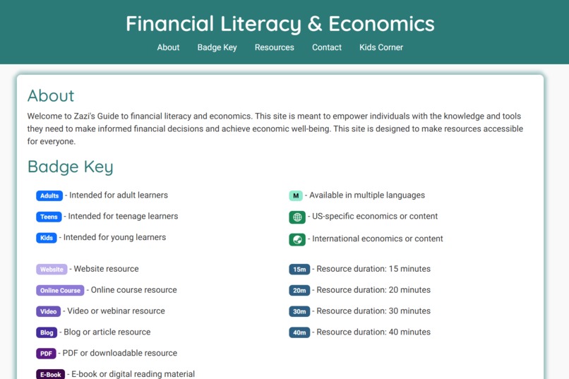 Zazi's Guide to Financial Literacy and Economics – screenshot 1