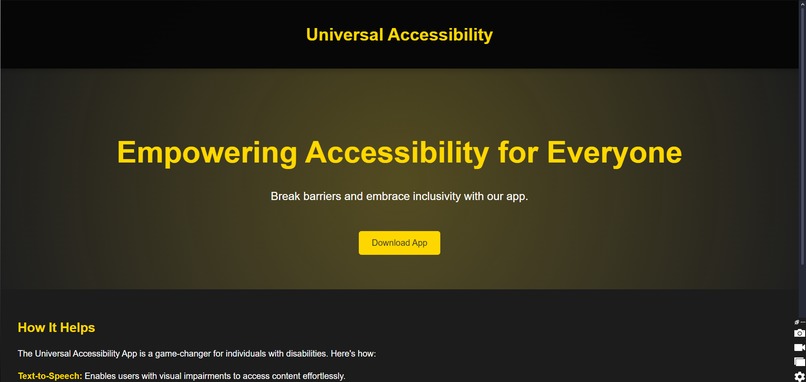 The "Universal Accessibility" App – screenshot 1