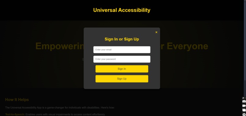 The "Universal Accessibility" App – screenshot 2