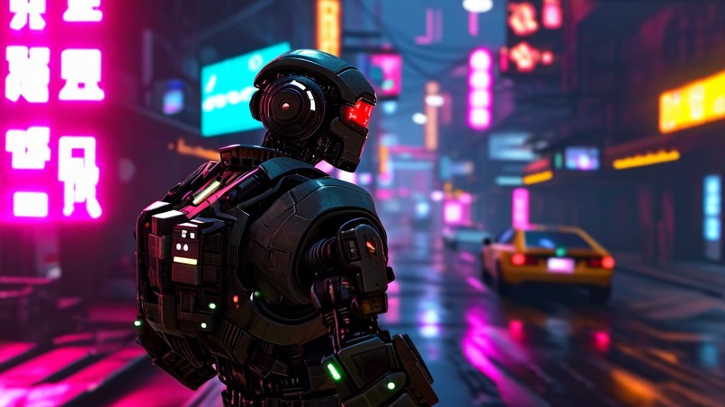 NeonDroids Cyberpunk Street Live AI-agents Amazon Q Devs – screenshot 13