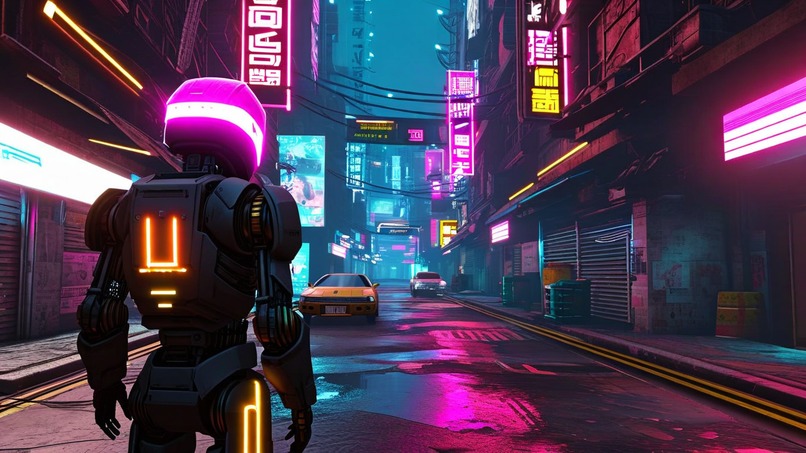 NeonDroids Cyberpunk Street Live AI-agents Amazon Q Devs – screenshot 14