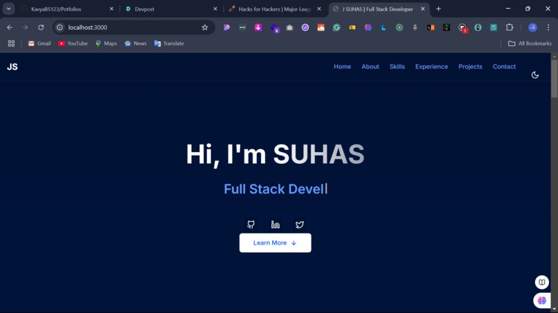 Portfolio website – screenshot 1