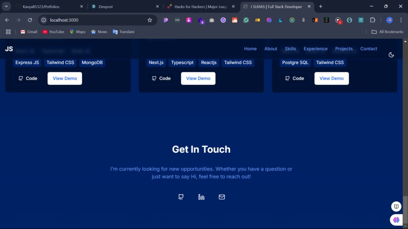 Portfolio website – screenshot 3