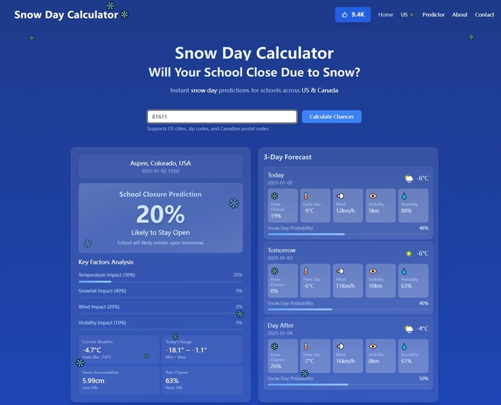 Snow Day Calculator – screenshot 1