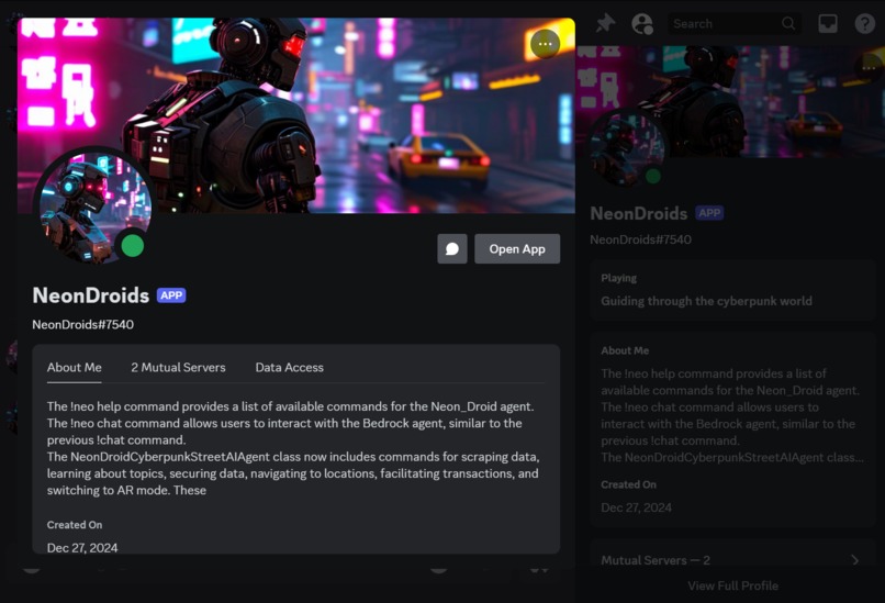 NeonDroids Cyberpunk Street Live AI-agents Amazon Q Devs – screenshot 1